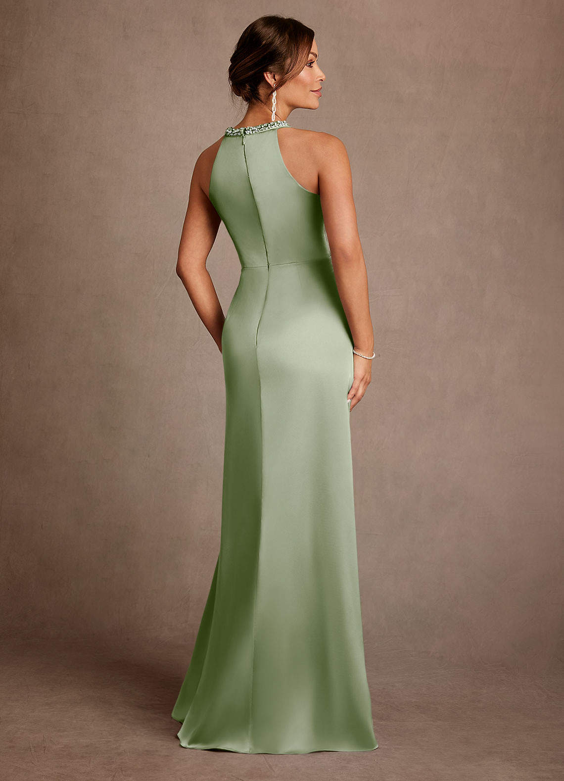 princess polly baby blue dress Halter V Neck Backless Sage Long Prom Dresses with High Slit, Backless –  morievent