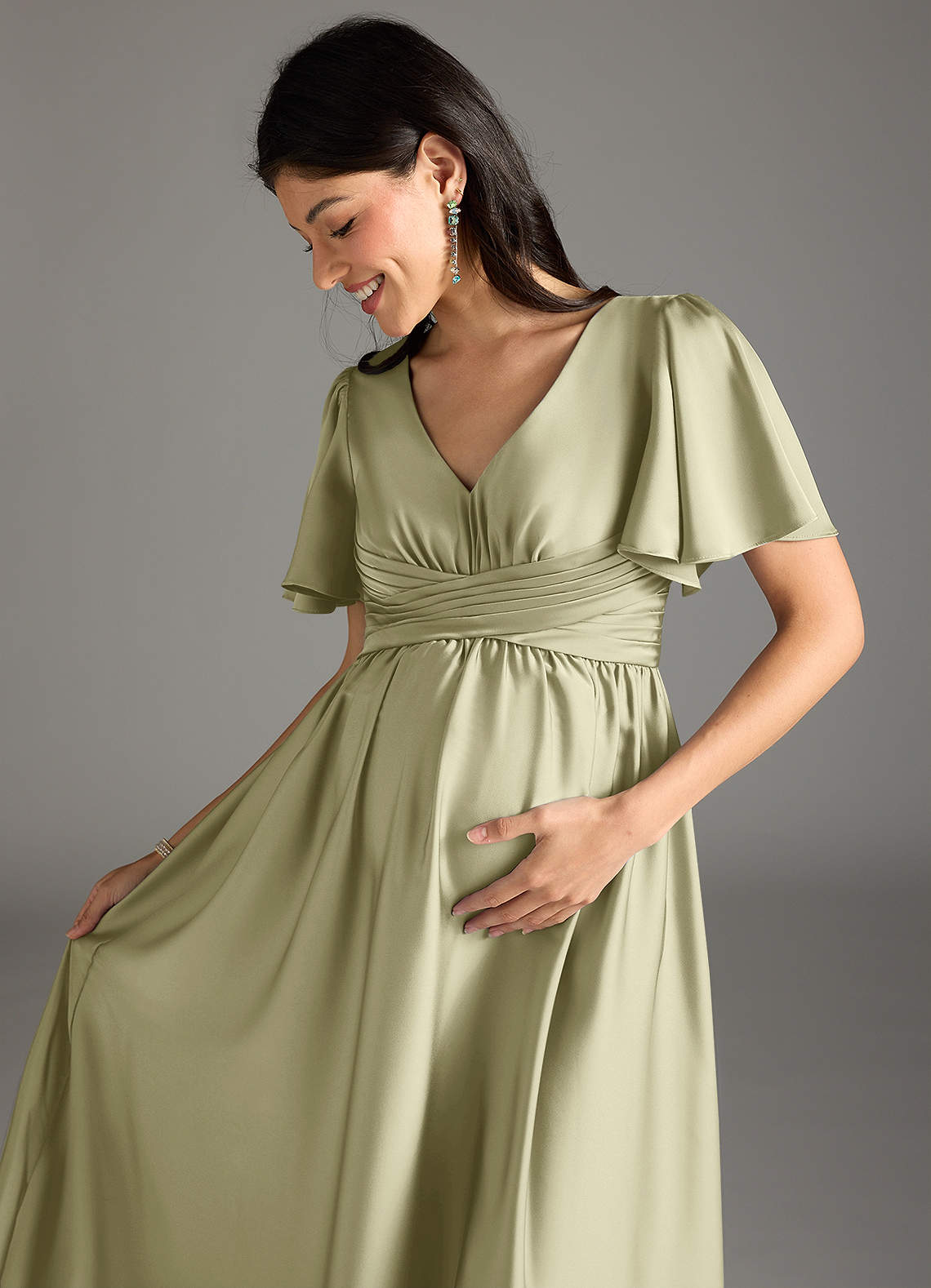 green emerald velvet dress Jenny Yoo Bridesmaid Dress Addison Maternity Marigold