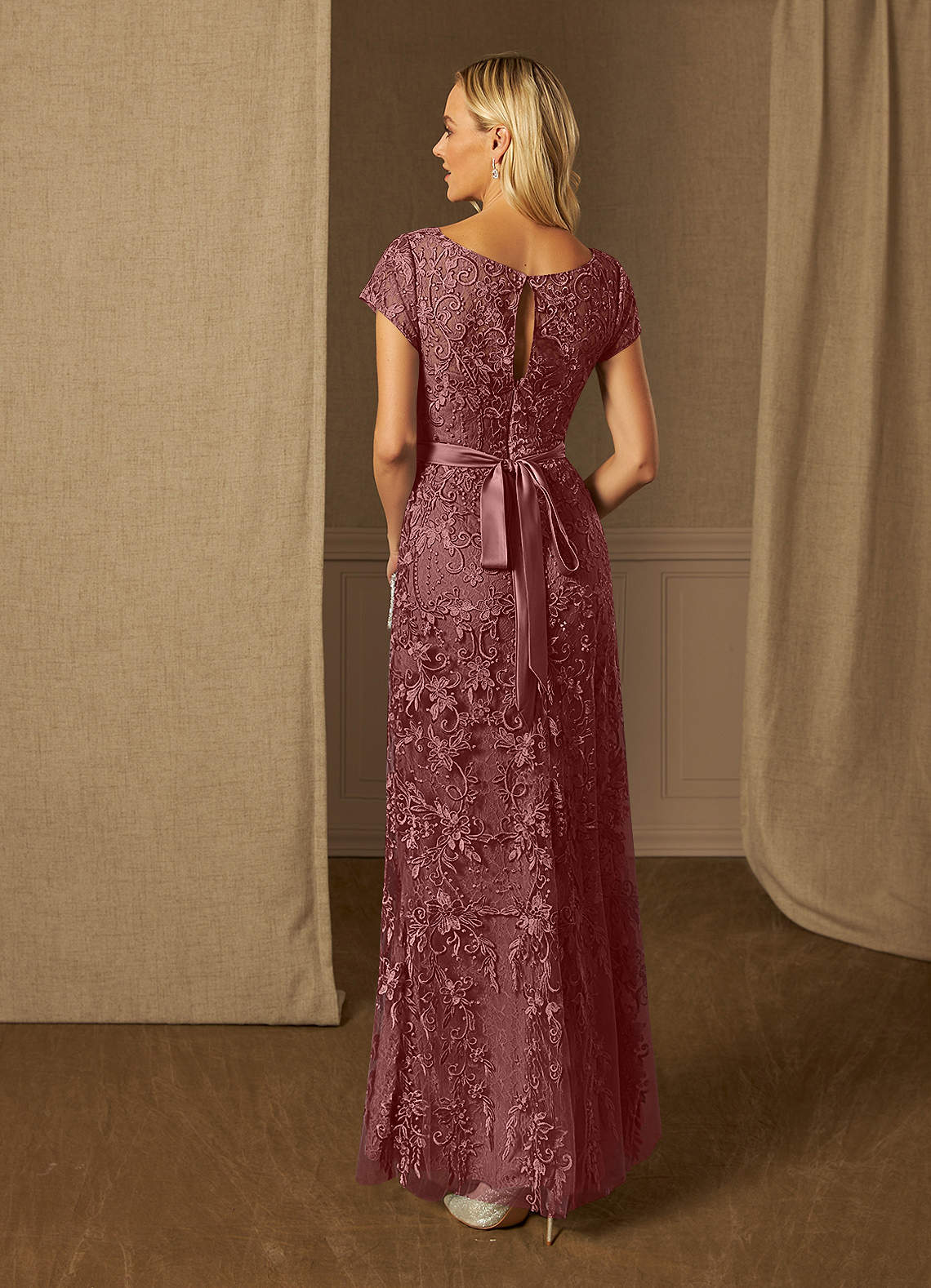 Azazie Dorit Mother of the Bride Dresses Sheath Scoop Lace Floor-Length Dress image1