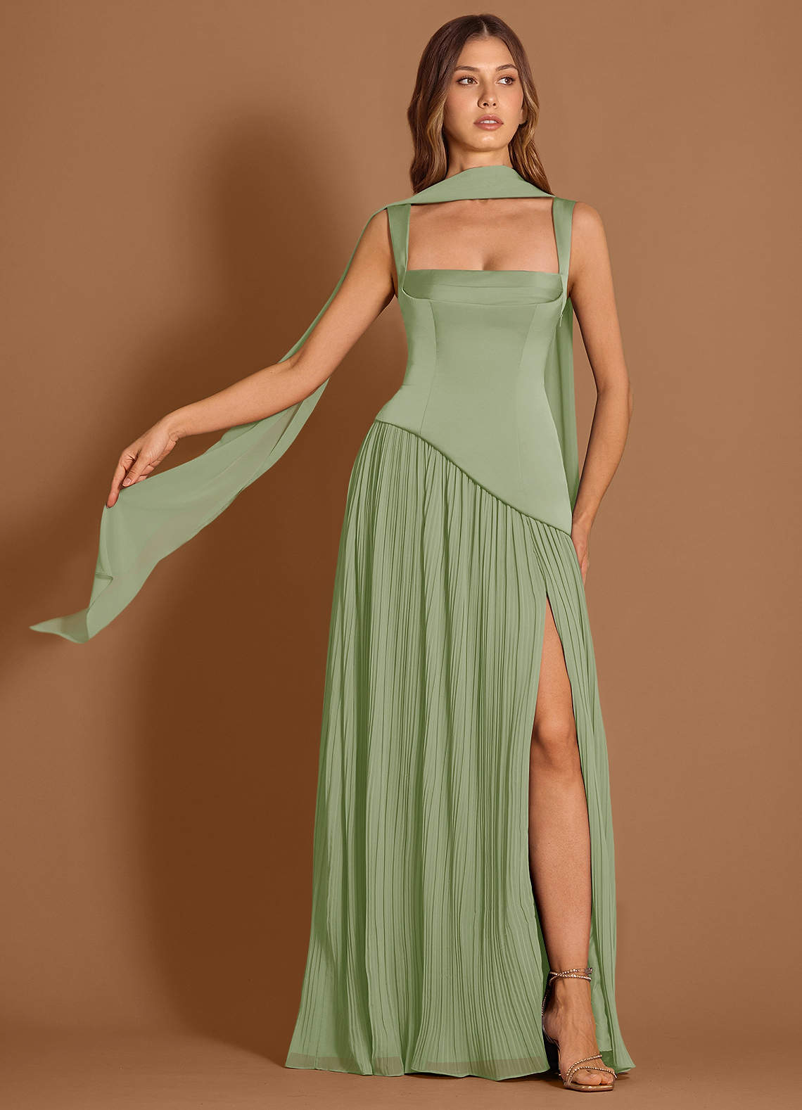 Stephanie Light Green Maxi Dress | Azazie