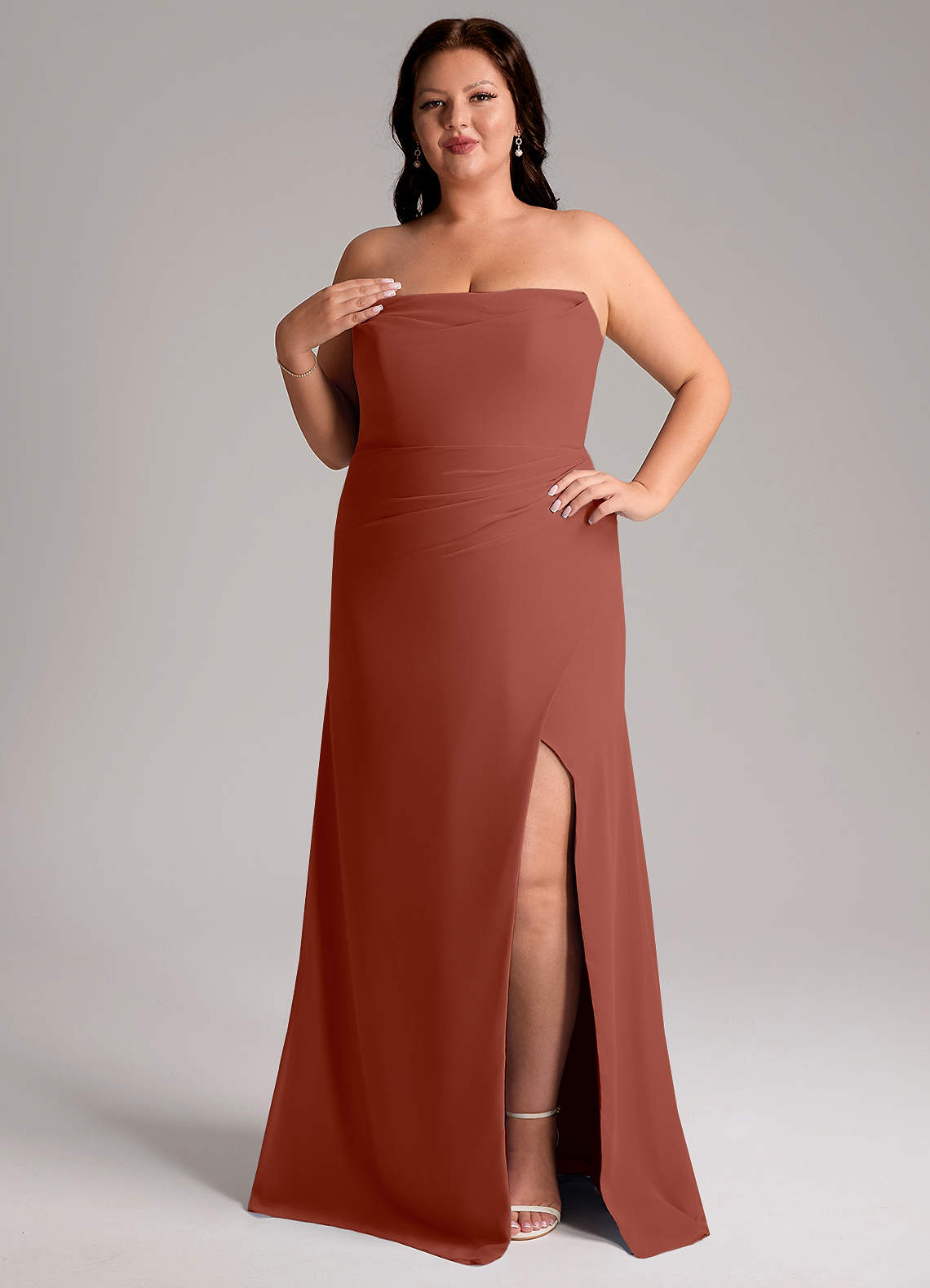 Azazie Leonis Morsiusneito Mekot Vaippa Olkaimeton Sifonki Lattian pituus Pukeutua image11