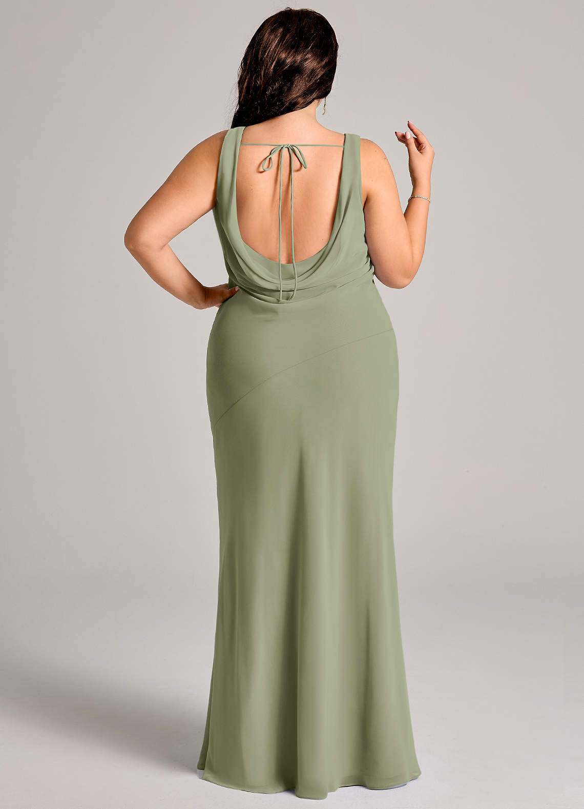 Azazie Rylina Bridesmaid Dresses Pistachio Mermaid Pleated Chiffon Dress image10