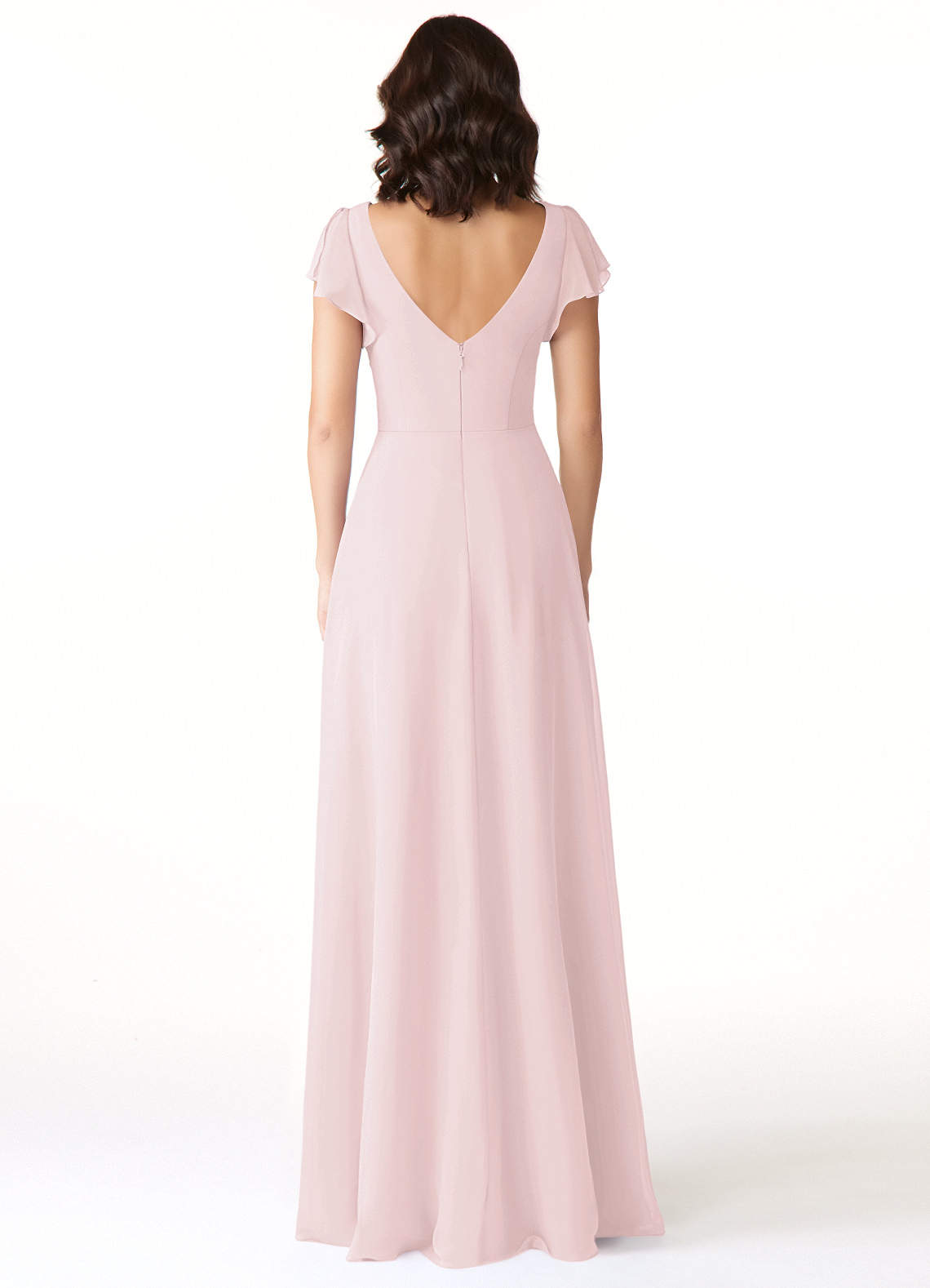Azazie Omari Vestidos de madrinha de casamento Vestido Rosa Corado de Chiffon de Linha A image1