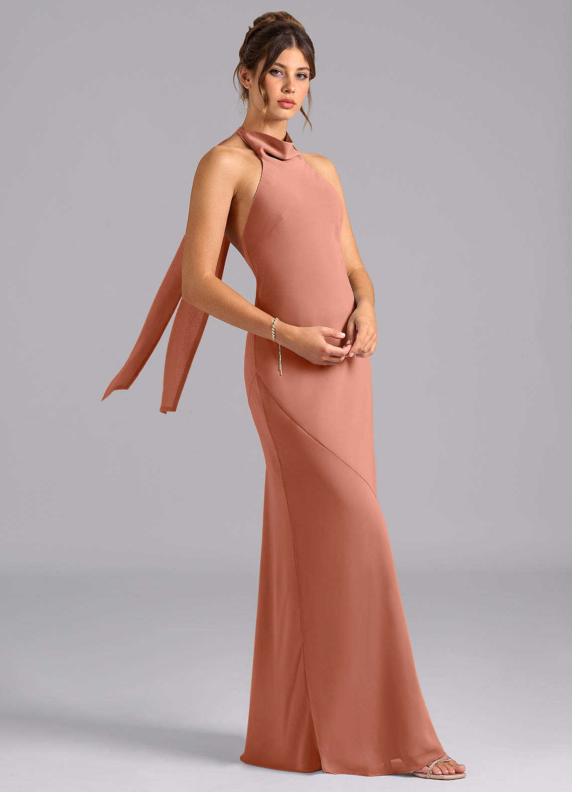 Azazie Velli Bridesmaid Dresses MAI TAI Mermaid High Neck Chiffon Dress image2