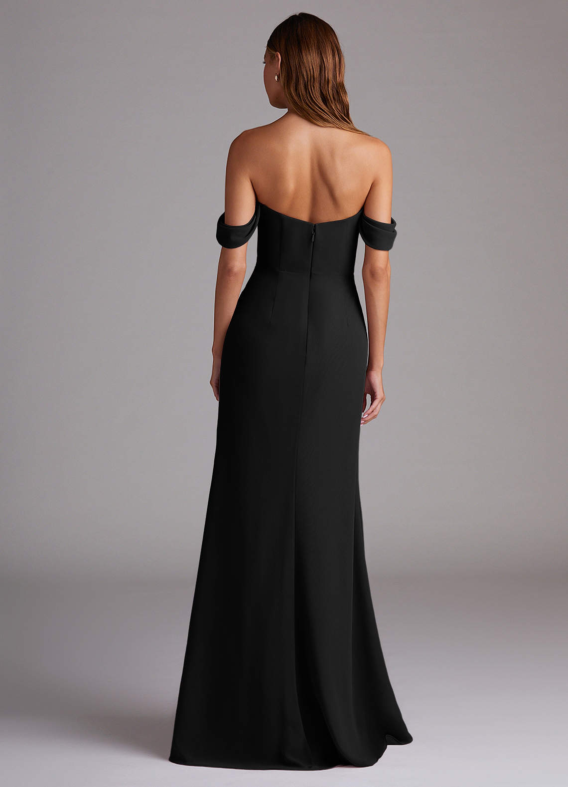 Azazie Saige Bridesmaid Dresses Black A-Line Off the Shoulder Chiffon Convertible Dress image6
