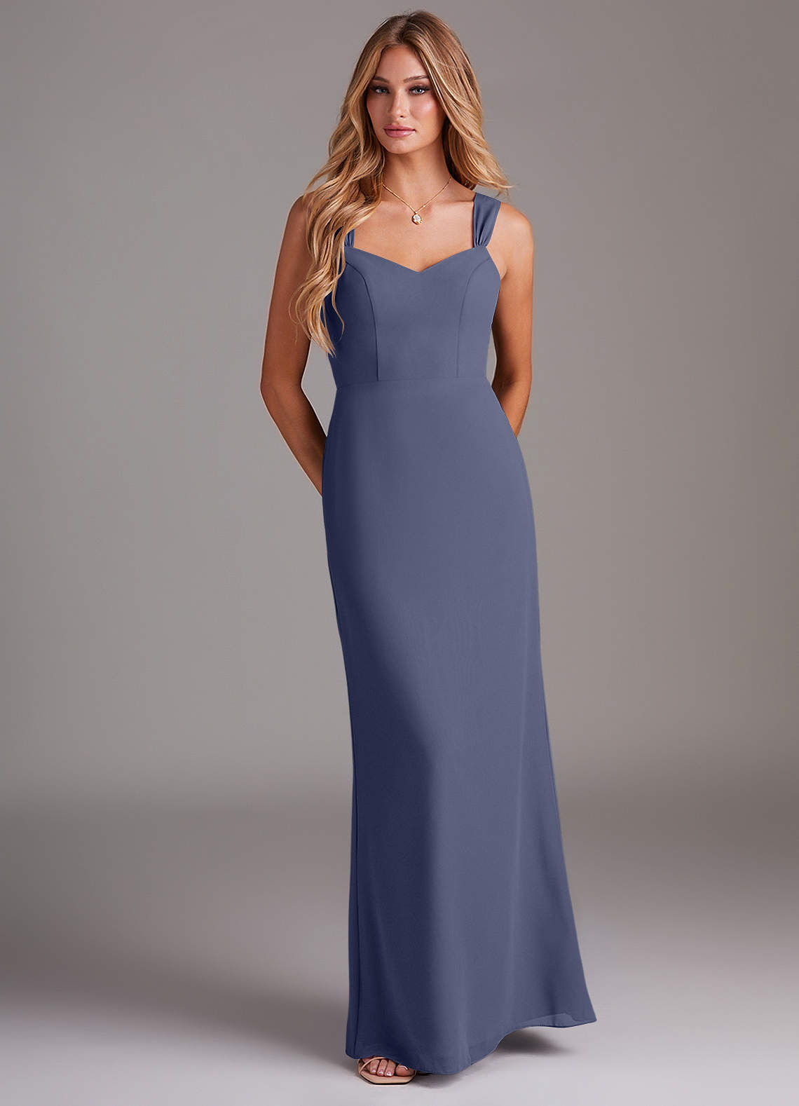 sachin and babi light blue dress Azazie Cupid Dark Navy A-Line Boatneck Lace Chiffon Dress Ready to Ship main image 0