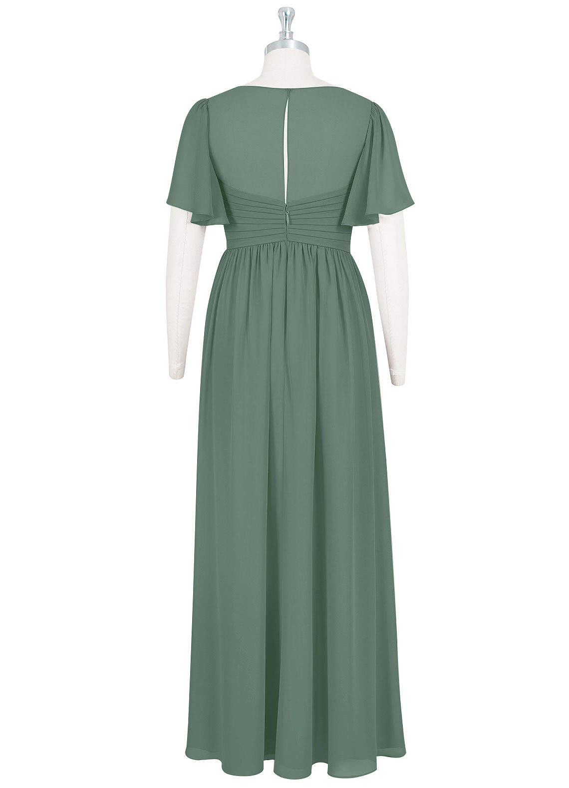 Azazie Verna Maternity Bridesmaid Dresses A-Line V-Neck Ruched Chiffon Floor-Length Dress image7