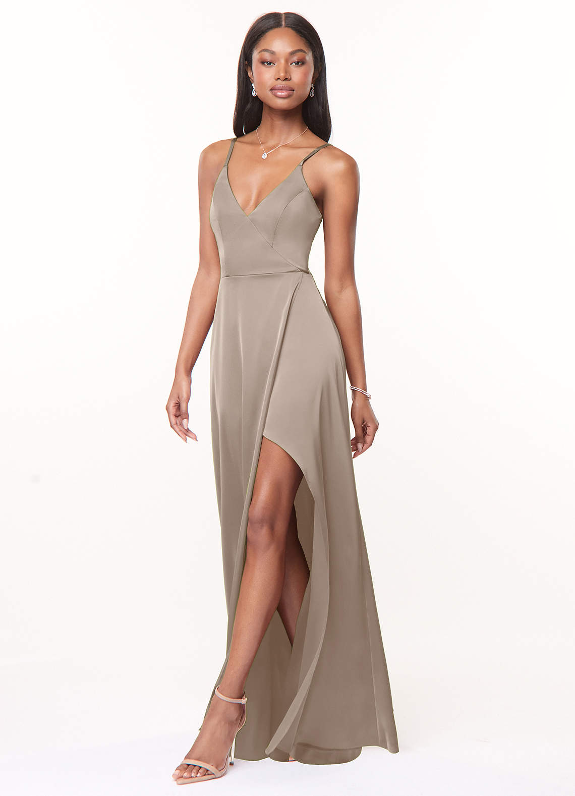 skin tight bridesmaid dresses Azazie A-Line V-Neck Floor-Length Stretch Satin Stassi bridesmaid dress available flower appliqué gown Balmain Women's Preloved Crystal-Embellished Scarf:No Scarf