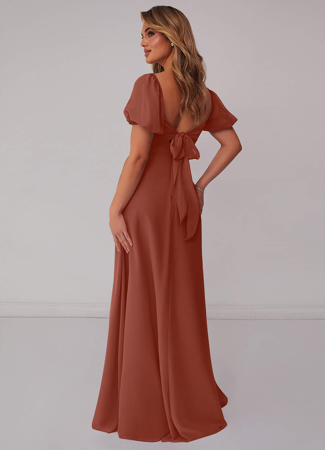 Barbie ♥ Azazie Bridesmaid Dresses Auburn A-Line Pleated Chiffon Dress image1