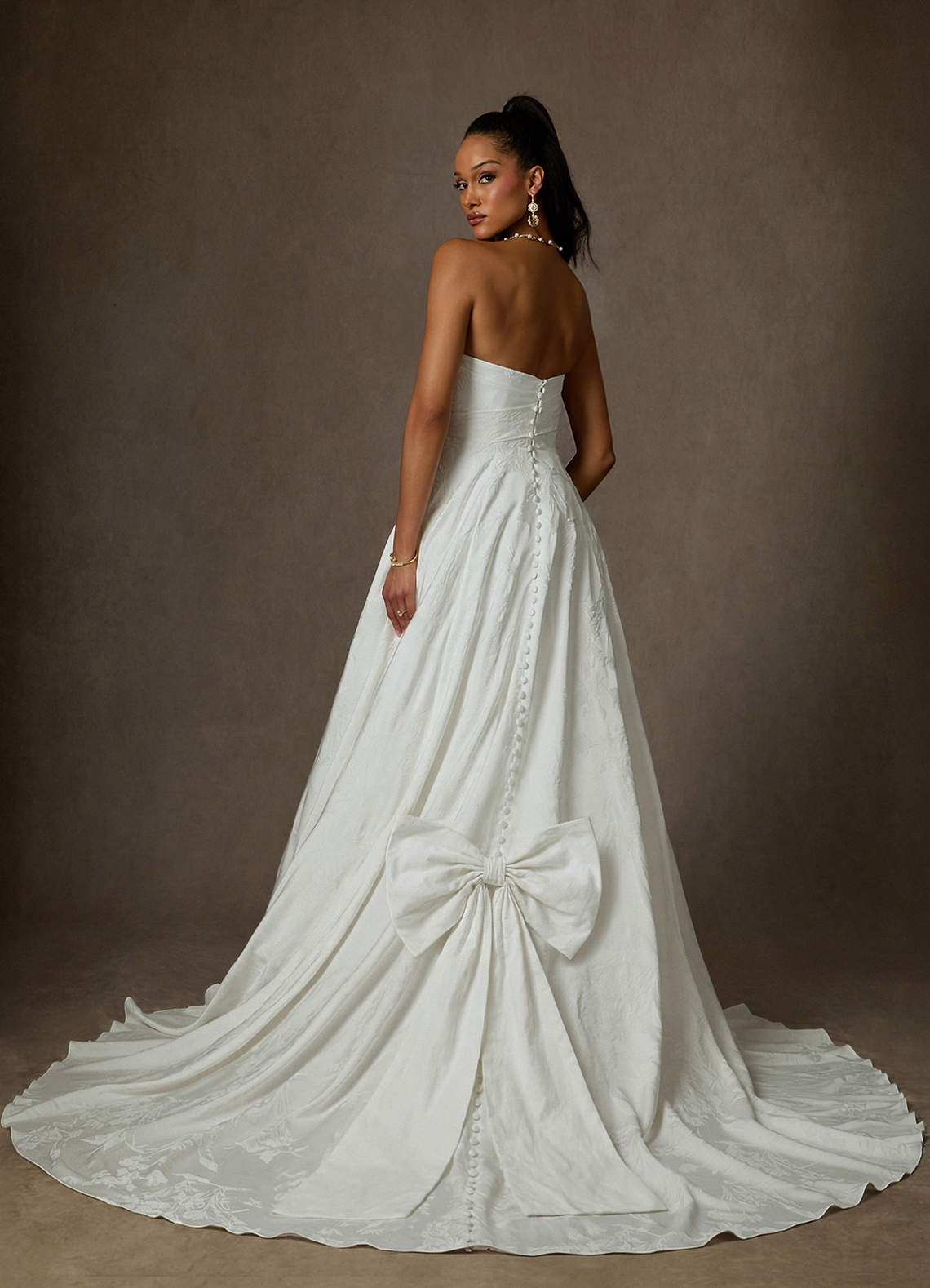 Azazie Kandice Wedding Dresses Diamond White Ball-Gown Floral Jacquard Dress image1