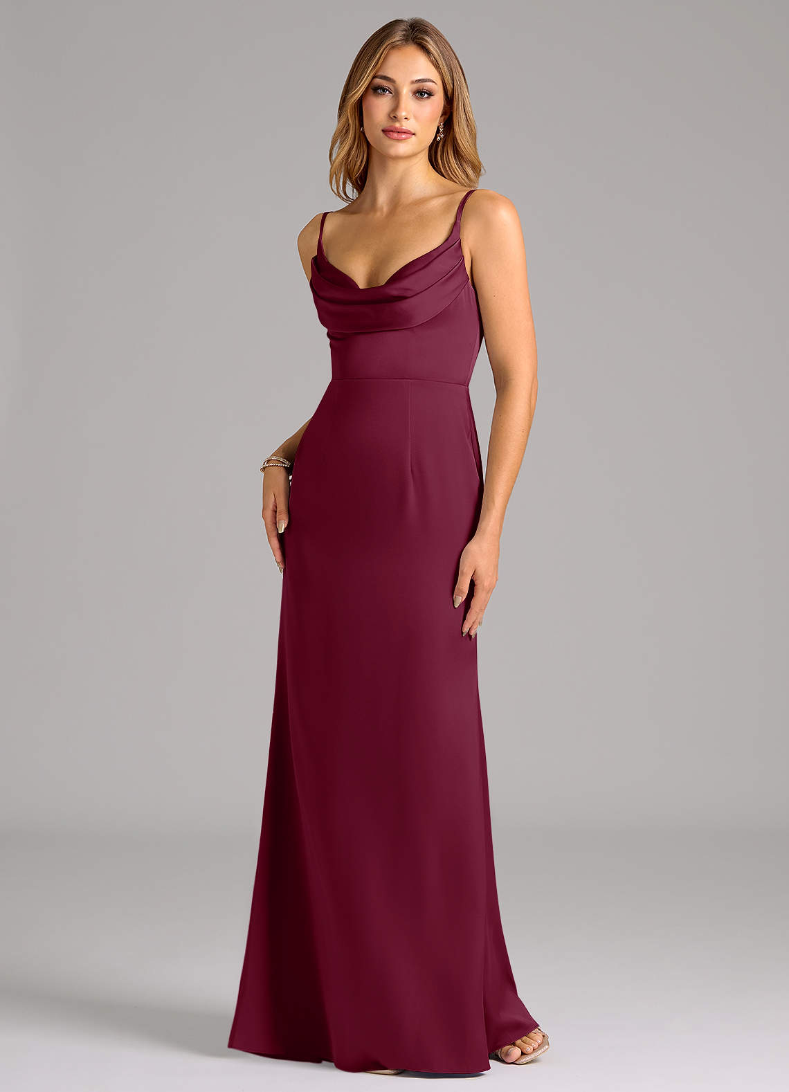 Azazie Aimee Bridesmaid Dresses Mulberry A-Line Sweetheart Neckline Stretch Satin Dress image1