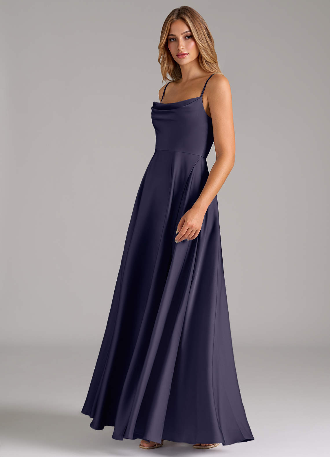 Azazie Elle Bridesmaid Dresses Stormy A-Line Pleated Stretch Satin Dress image5