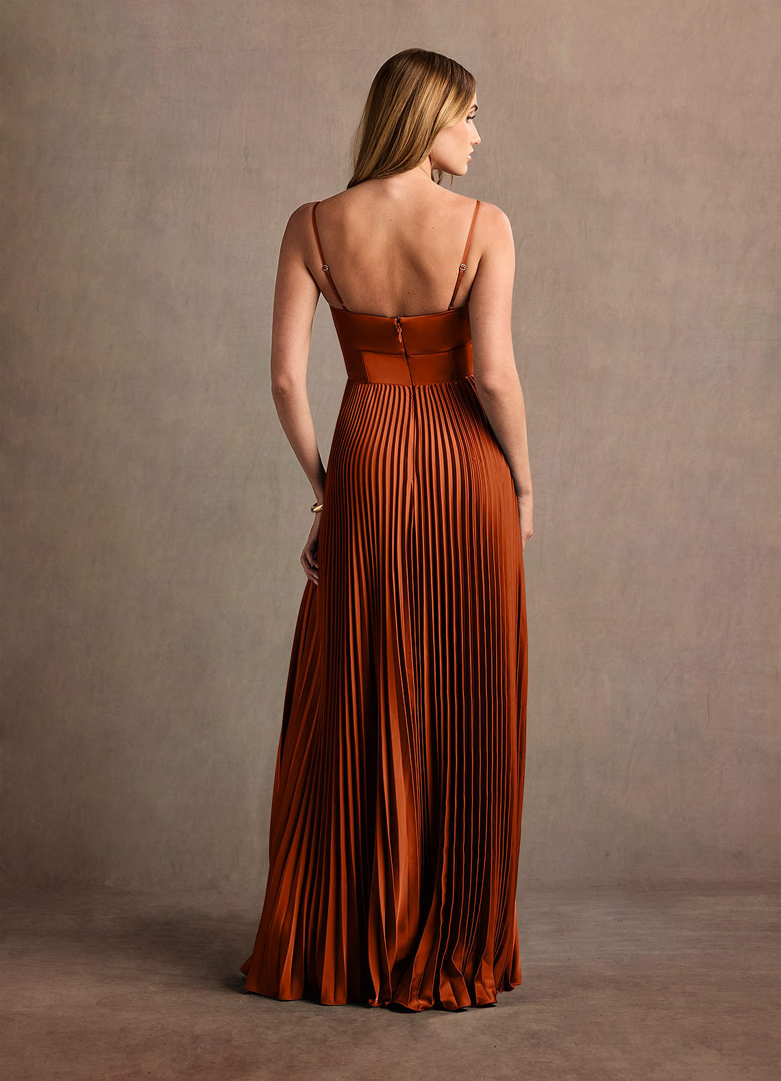 rust pleated dress Styla Rust Pleated Maxi Dress