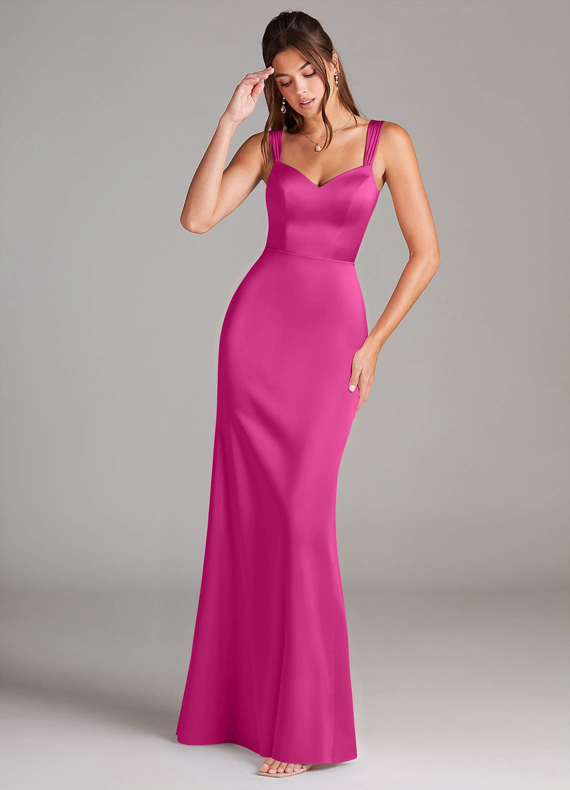 Azazie Denice Fuchsia Stretch Satin Bridesmaid Dresses | Azazie Azazie Denice Fuchsia Stretch Satin Bridesmaid Dresses | Azazie