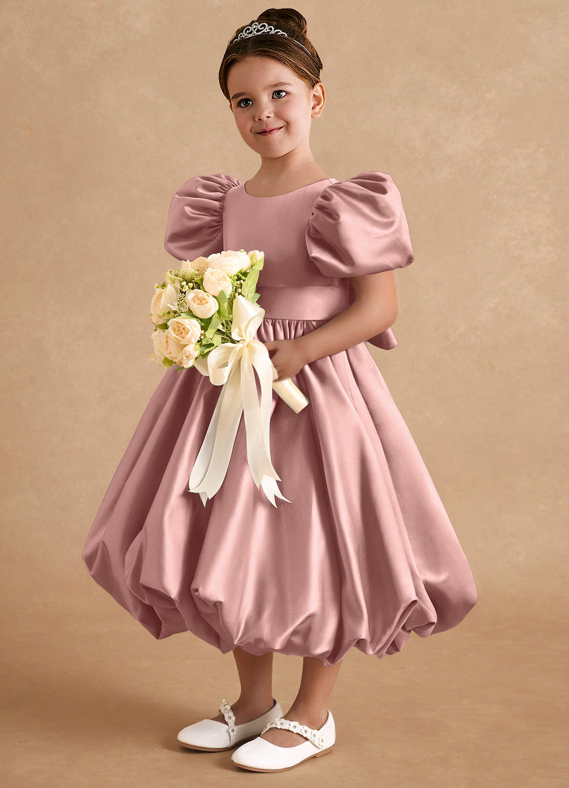 Azazie Jellybean Rose Gold Ball-Gown Ruched Matte Satin Dress | Azazie Azazie Jellybean Rose Gold Ball-Gown Ruched Matte Satin Dress | Azazie