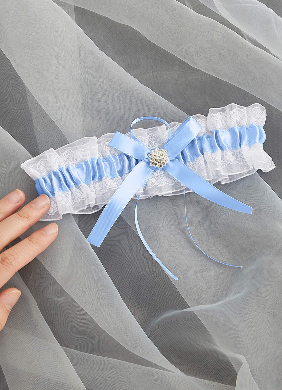 front Blue Lace Wedding Garter