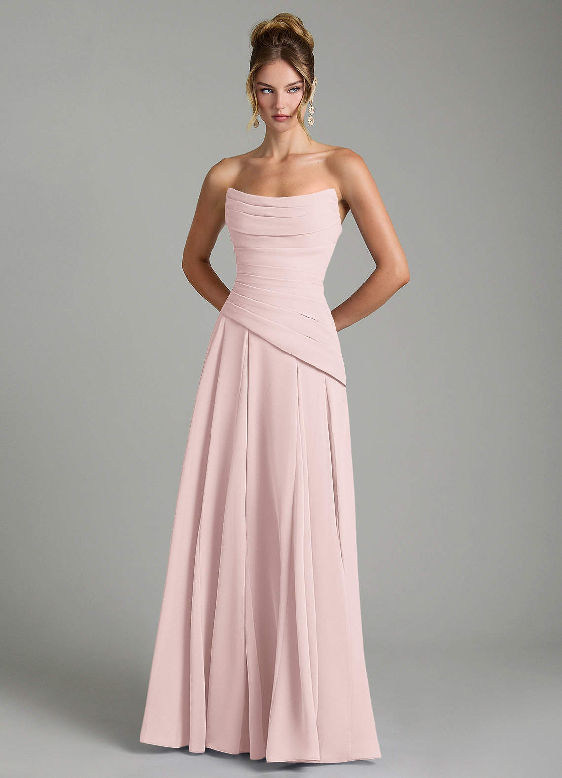 Azazie Gabriela Bridesmaid Dresses Blushing Pink A-Line Corset Chiffon Dress image6