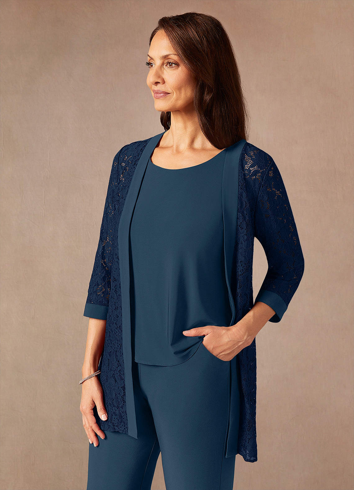Azazie Mamrie Mother of the Bride Dresses Dark Navy Neptune Jumpsuit/Pantsuit Lace Dress image8