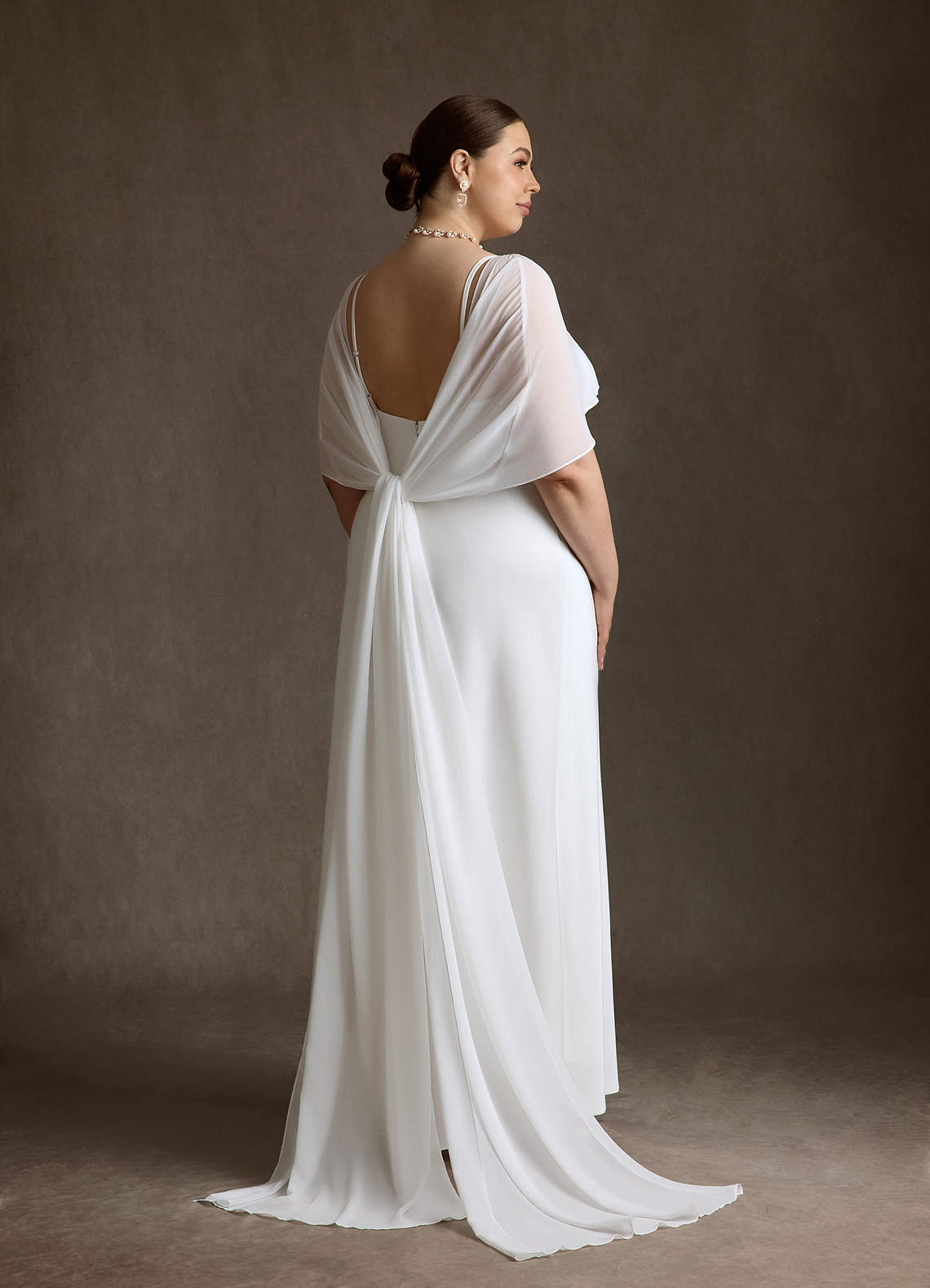 Azazie Caity At-home Try On Dresses Diamond White Fit and Flare Crepe Back Satin Dress image11