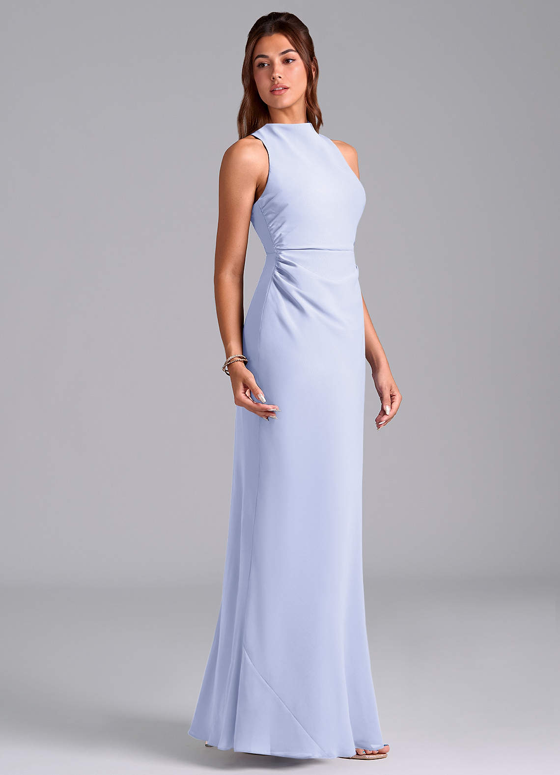 slim fit dress slacks One-Shoulder Floor-Length Open Back Lavender Chiffon Bridesmaid Dress US16 / As Picture