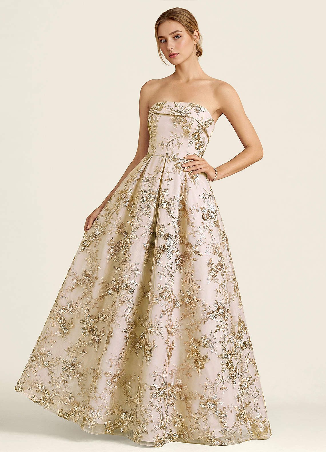 Iriseam Champagne Sequin Embroidery Prom Dress Prom and Homecoming Dresses  | Azazie AU