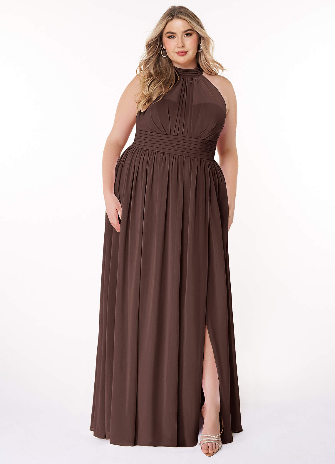 Azazie Iman Bridesmaid Dresses Ganache A-Line A-Line Ruched Chiffon Dress image1