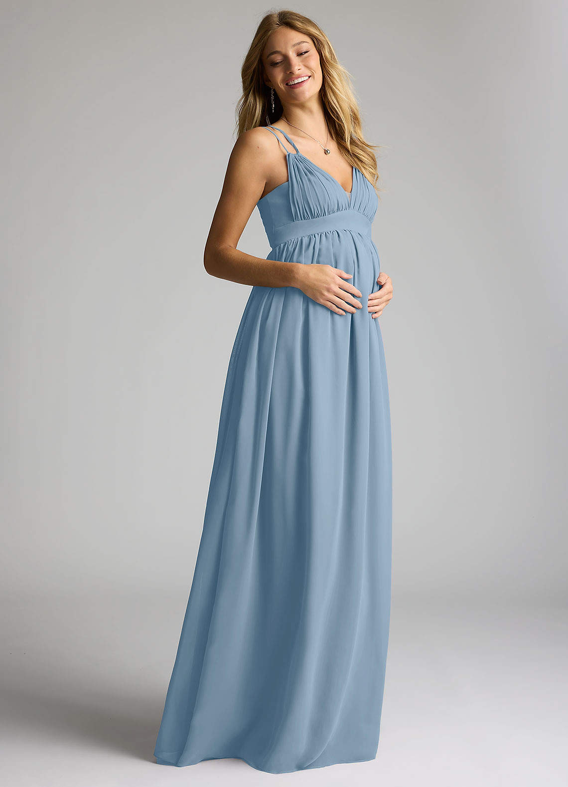 Azazie Emree vestidos de dama de honor de maternidad Vestido de Corte En A Hasta el suelo Gasa image1