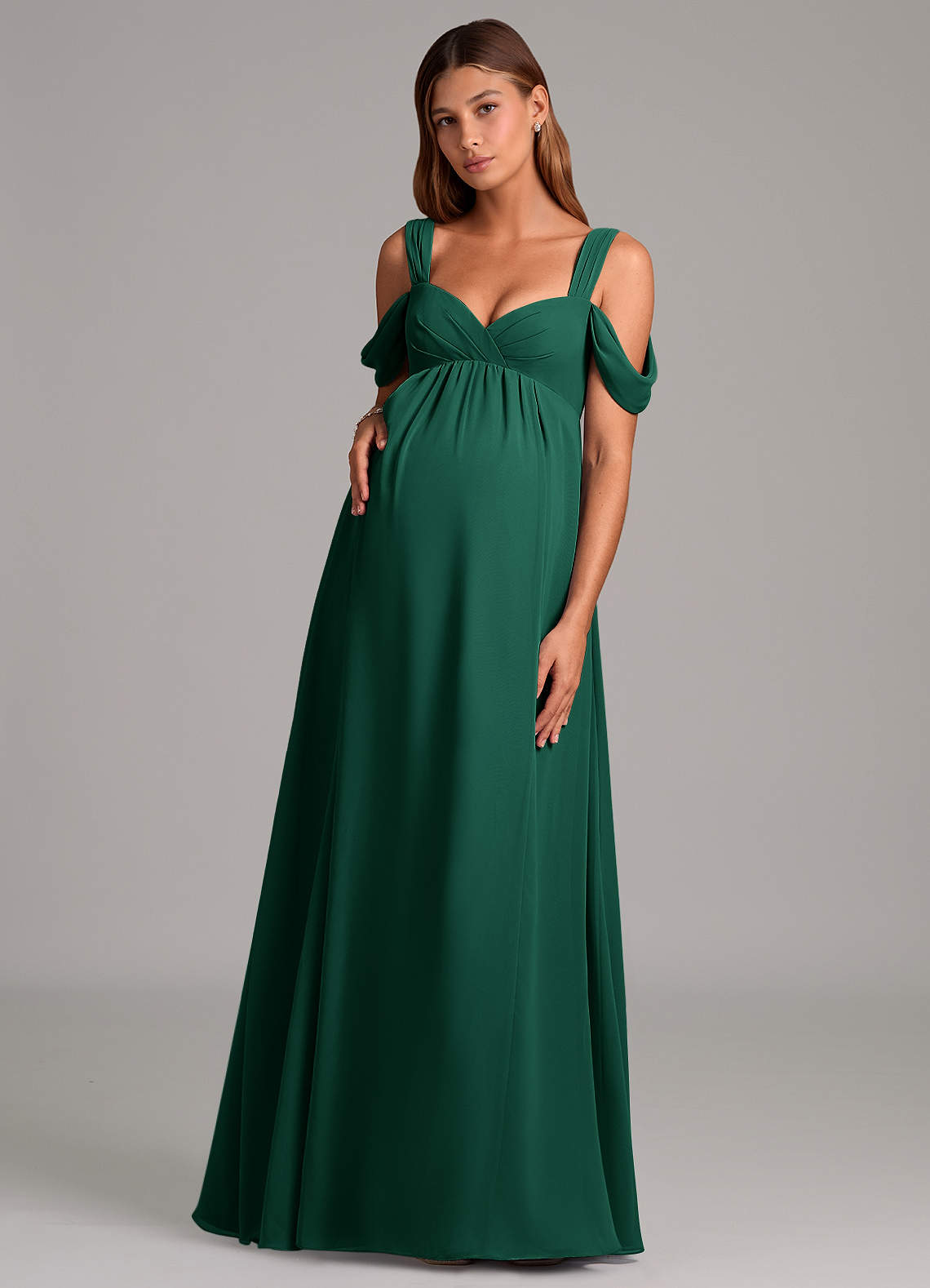 Azazie Rhea Abiti da damigella d'onore premaman Abito A-Line Plissettato Chiffon Floor-Length image1