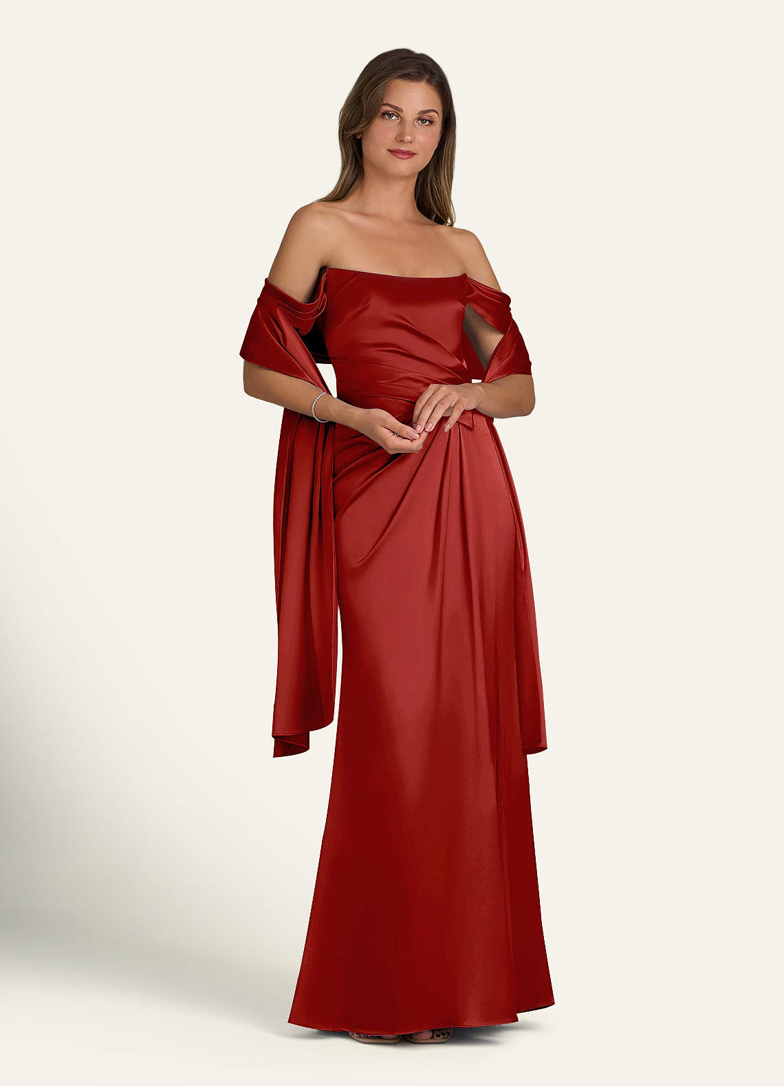 front Azazie Matching Color Metallic Satin Shawl