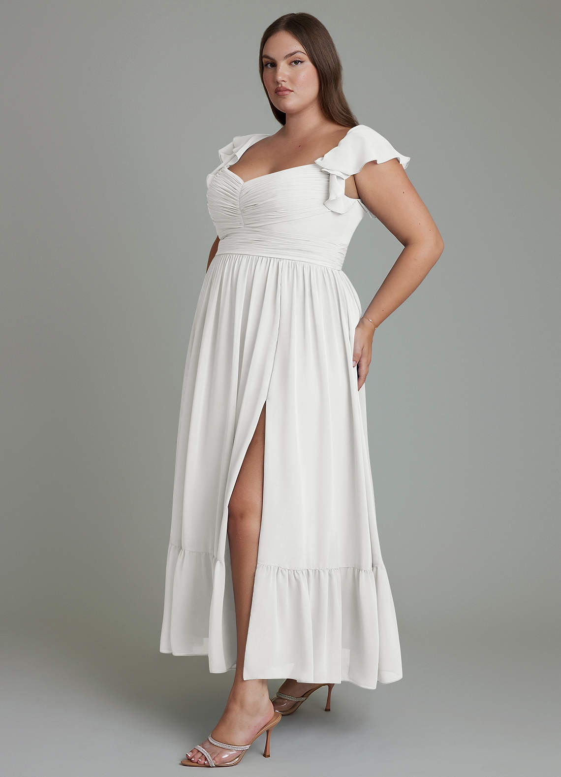 Azazie Anaya Bridesmaid Dresses White A-Line Sweetheart Neckline Chiffon Dress image11