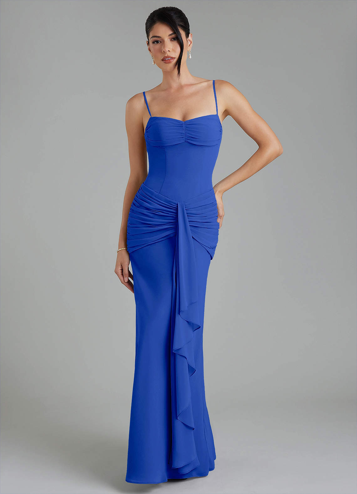 cassie dress blue Azazie Royal Chiffon Bridesmaid Dresses Feel stunning wearing the madeinusa Bella Hadid 21st Birthday Size:12/14
