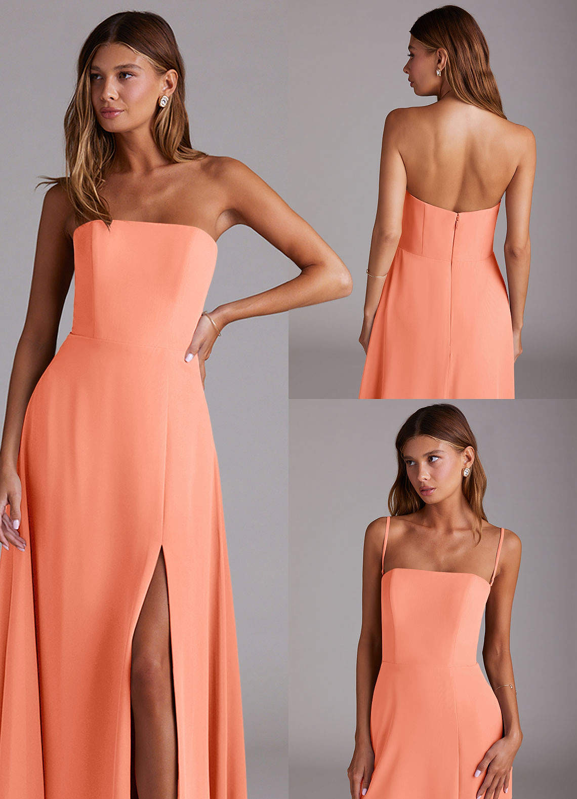 Azazie Wren Vestidos de damas de honor Vestido de Atardecer de Gasa de Corte en A Convertible con Corte Lateral image8