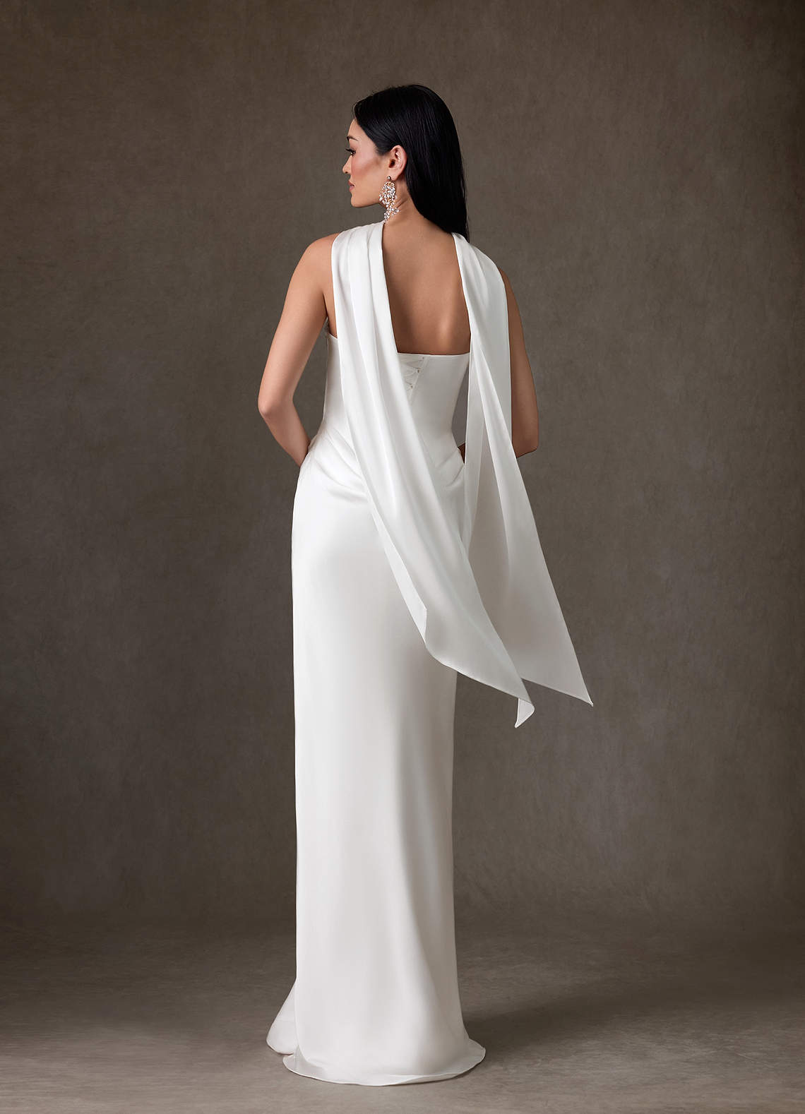 Azazie Samantha Wedding Dresses Diamond White Sheath Strapless Stretch Satin Dress image1