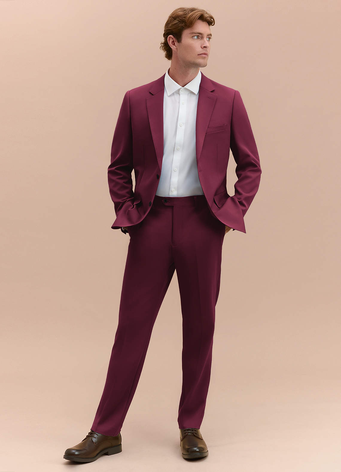 front James Burgundy Structured Stretch Suit
