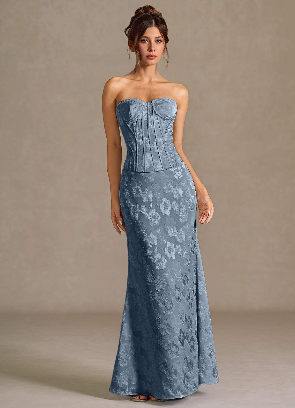 Vestido Azul Polvoriento Largo Alyssa image1