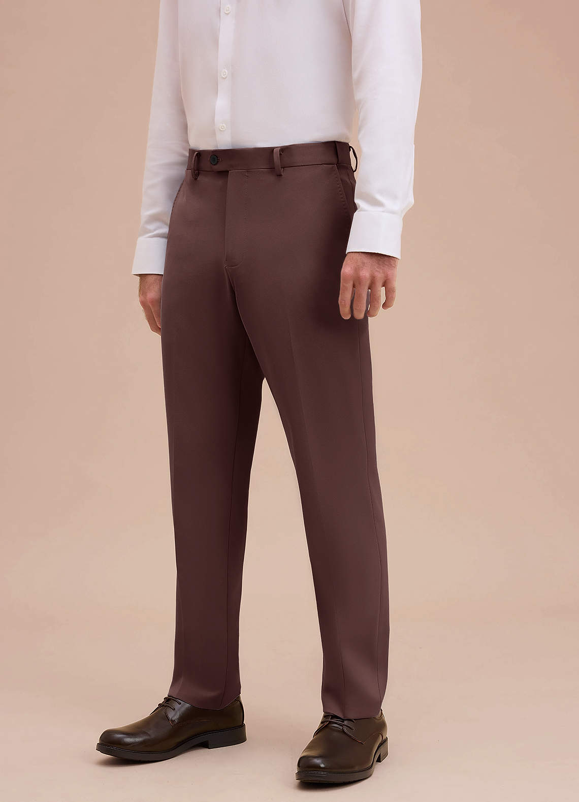 front Ethan Espresso Refined Weave Performance Dress Pants