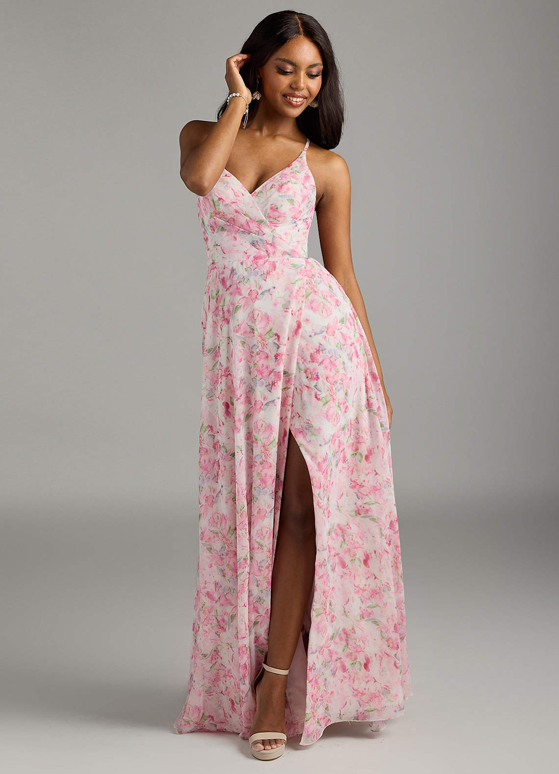Azazie Davis Abstract Watercolor Floral Chiffon Bridesmaid Dresses | Azazie Azazie Davis Abstract Watercolor Floral Chiffon Bridesmaid Dresses | Azazie