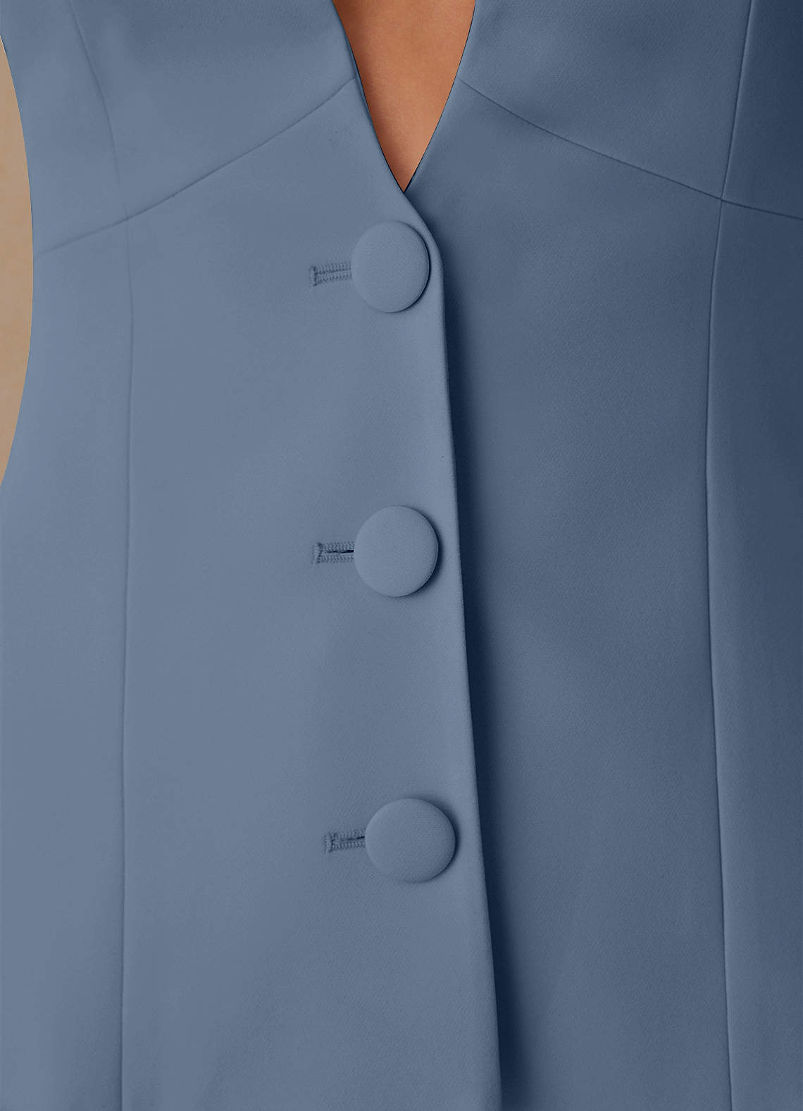 front Elara Dusty Blue Refined Weave Tailored Blazer