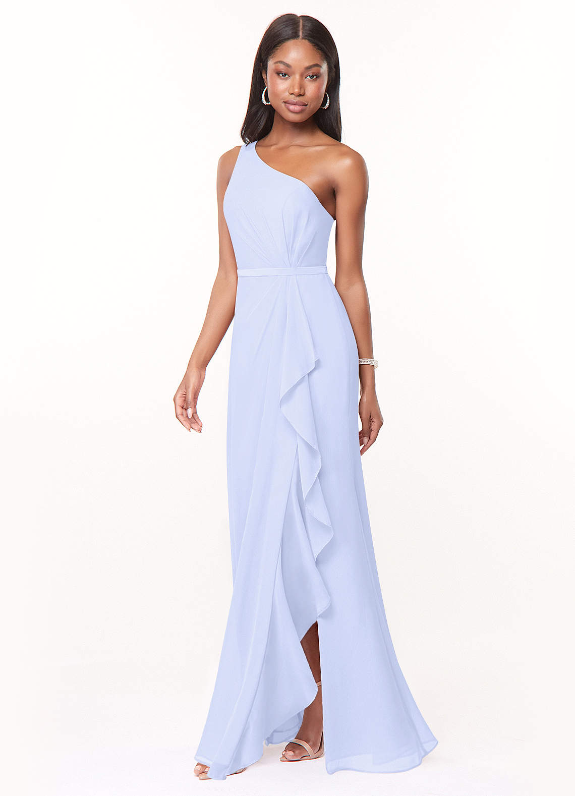 Azazie Liza Bridesmaid Dresses Lavender Mermaid One Shoulder Chiffon Dress image1