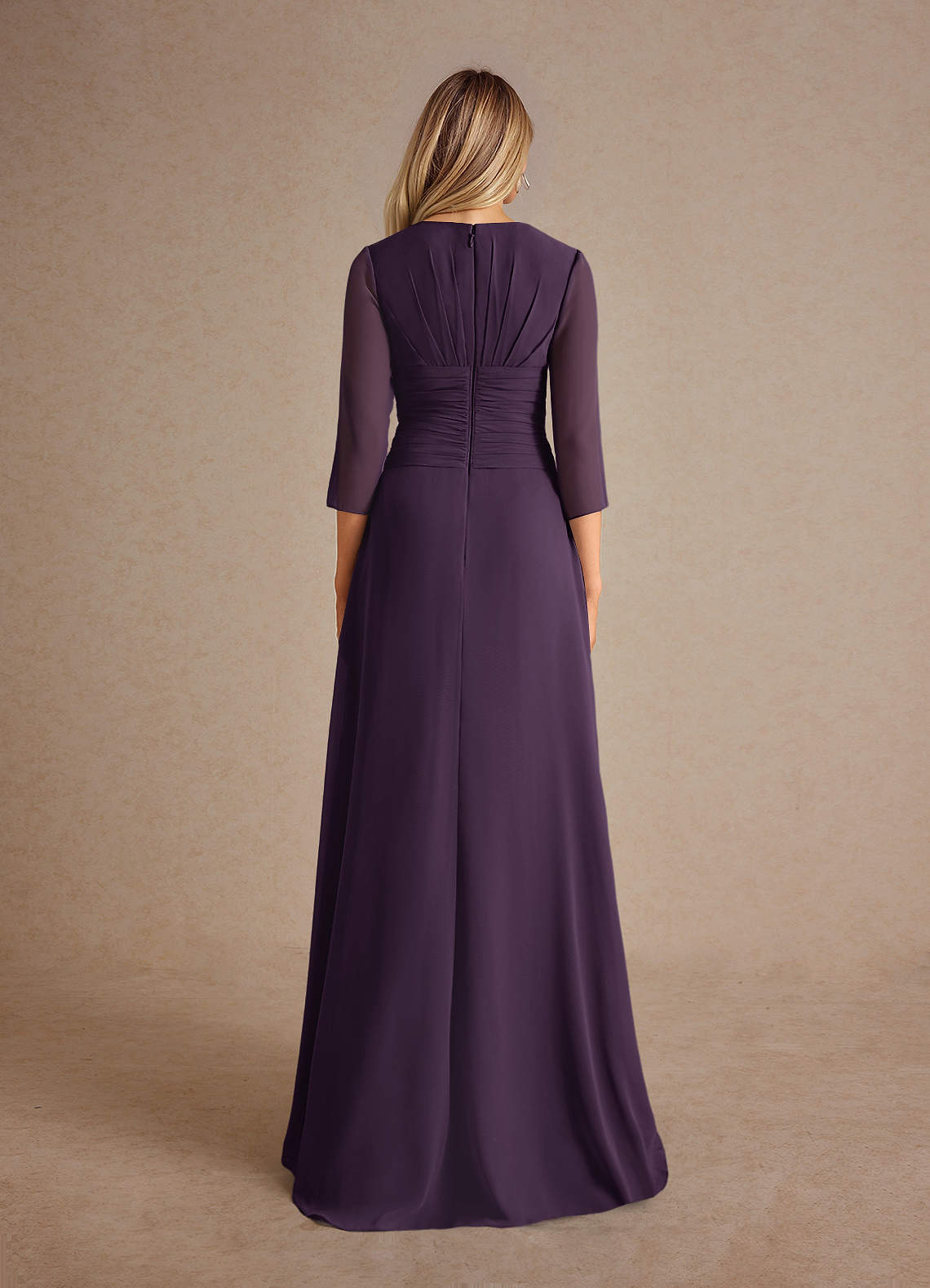 Azazie Mayfield Mother of the Bride Dresses Plum A-Line Pleated Chiffon Dress image2