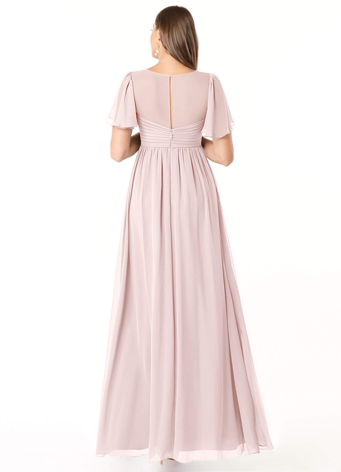 Azazie Verna Maternity Bridesmaid Dresses A-Line V-Neck Ruched Chiffon Floor-Length Dress image1