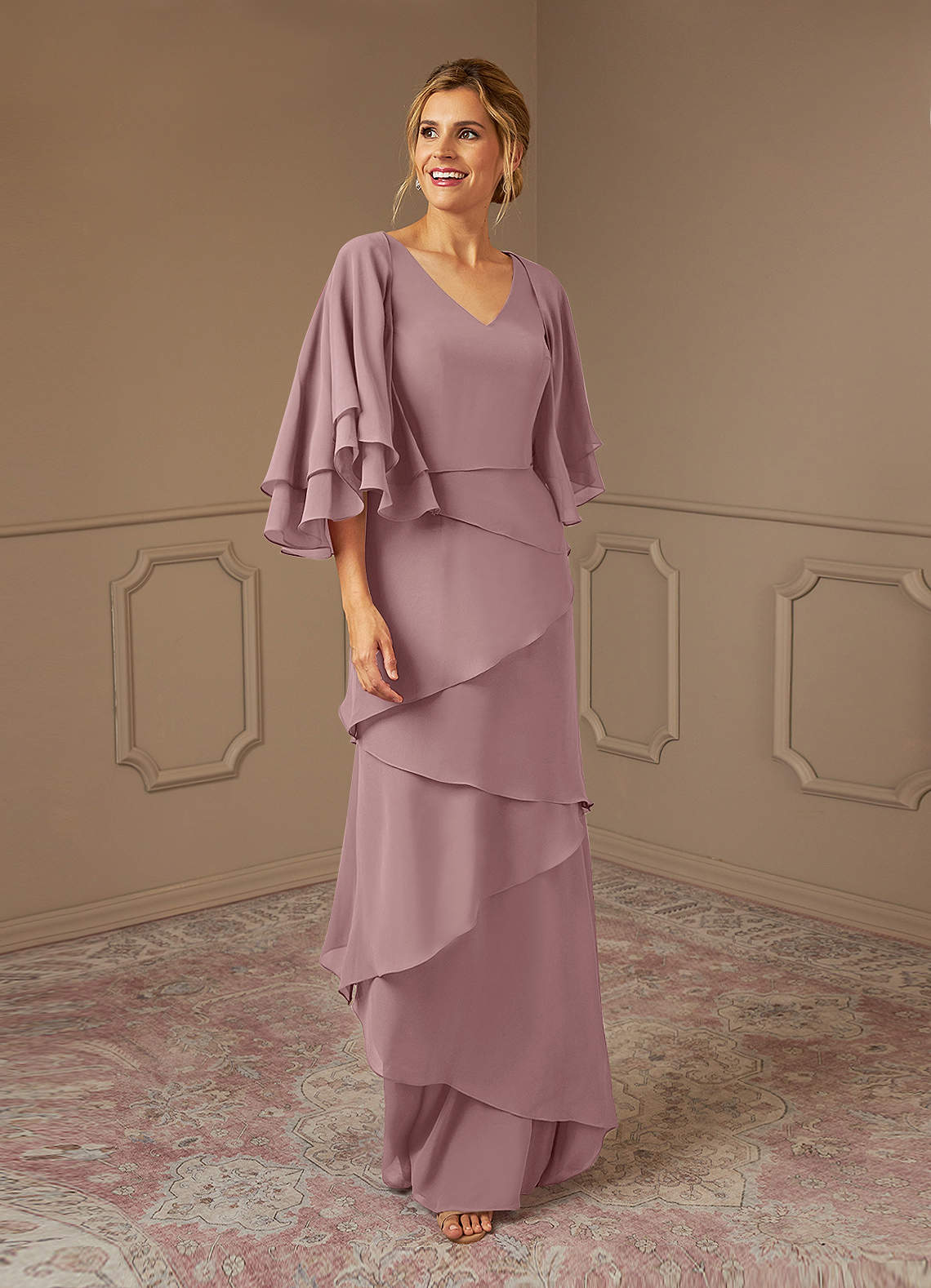 Azazie OHara Dusty Rose A-Line V-Neck Chiffon Dress | Azazie Azazie OHara Dusty Rose A-Line V-Neck Chiffon Dress | Azazie