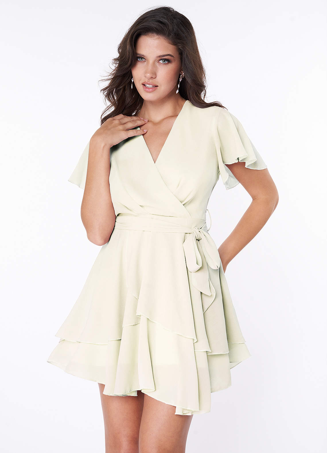 Downright Darling Ivory Ruffled Short Sleeve Mini Dress image1