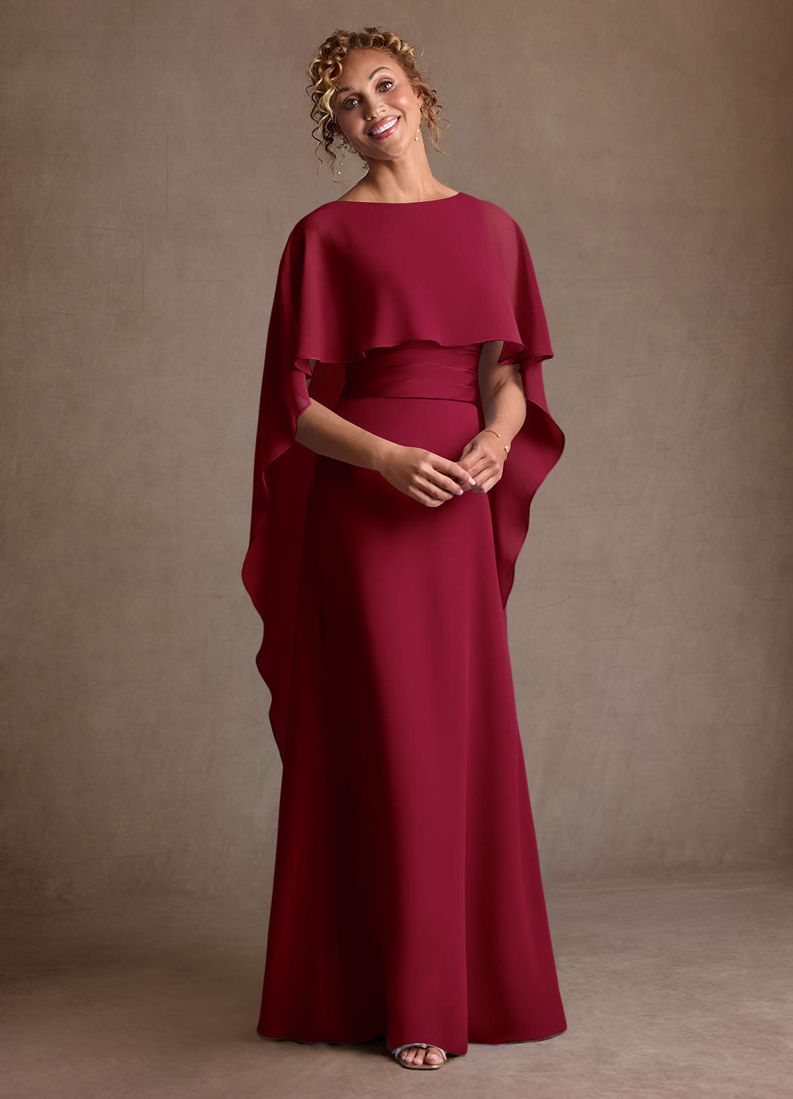 Azazie Marilla Vestidos para mãe da noiva Vestido Borgonha de Chiffon de Linha A com Plissado image5