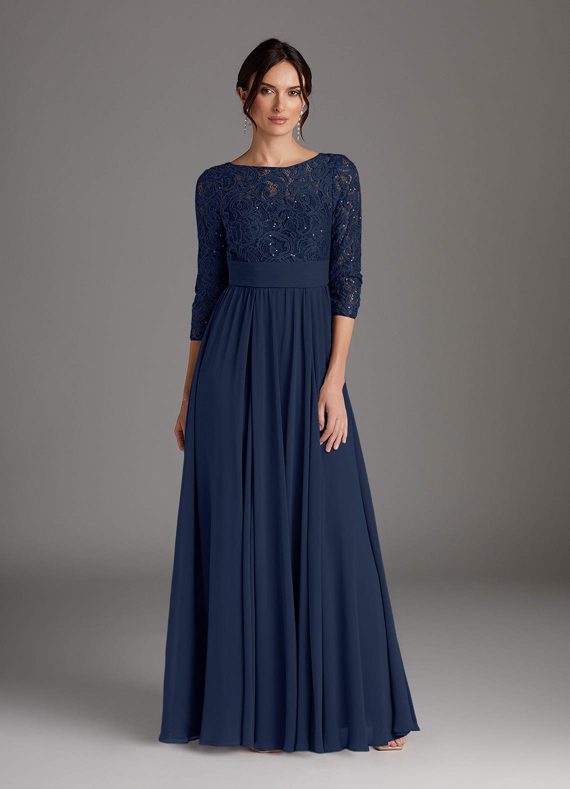 Azazie Carmena Mother of the Bride Dresses Dark Navy A-Line Sequins Chiffon Dress image1