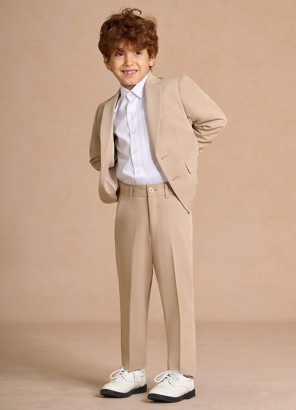 front Oliver Boys Tan 2-Piece Suit