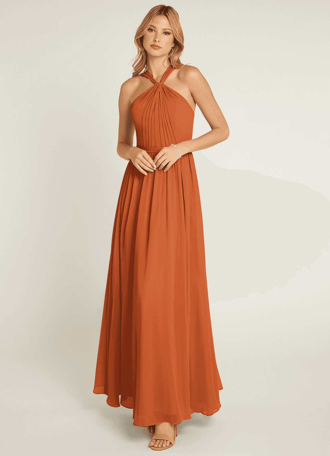 Azazie Jacey Brautjungfernkleider A-Linie Plissee Chiffon Kleid Kanel image1
