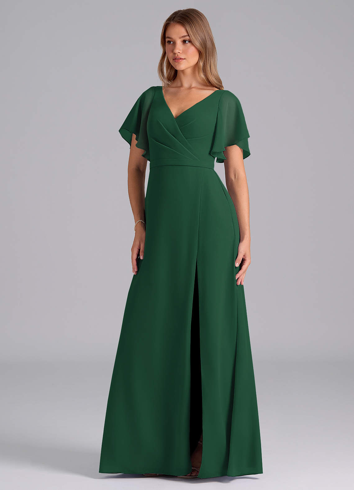 Azazie Ambrosia Dark Green Chiffon Bridesmaid Dresses | Azazie