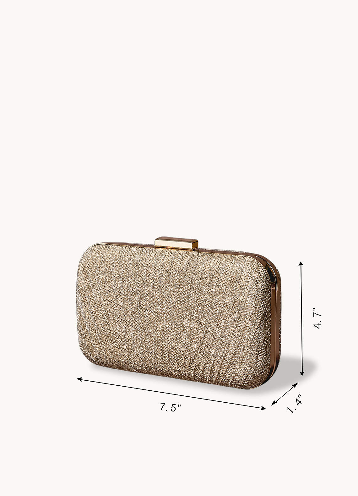 front Champagne Gloss Wrinkle Clutch Bag