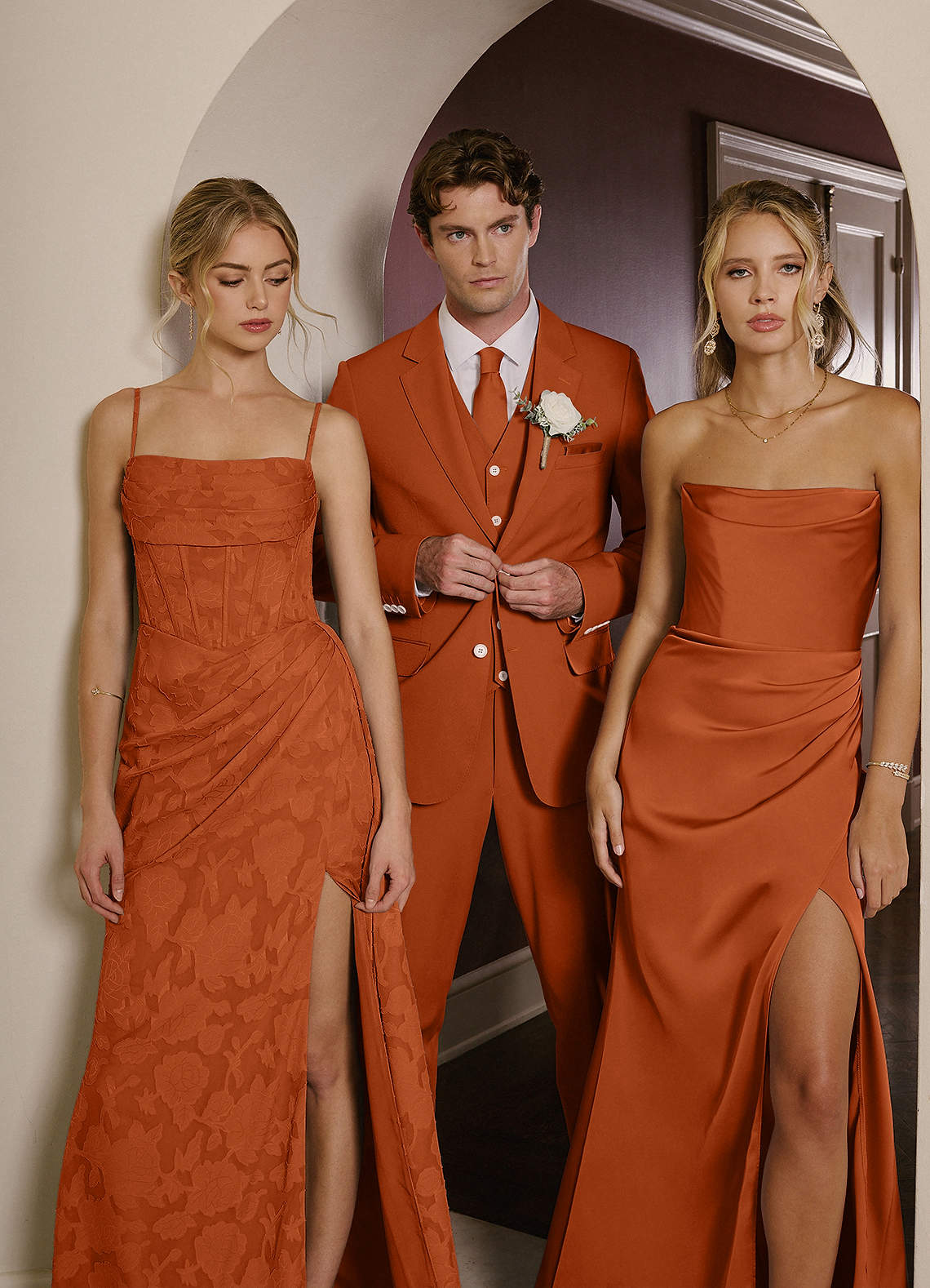 James Burnt Orange Structured Stretch Suit | Suit Sets |Azazie